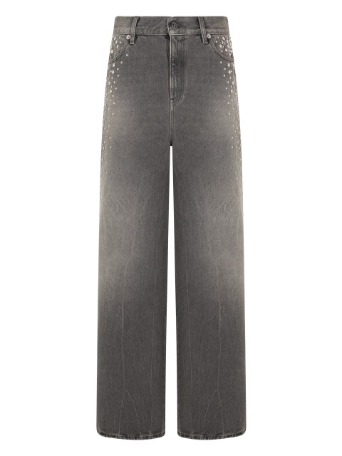 Wide leg jeans with studs