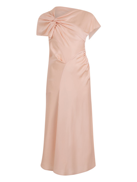 Dress with knot and asymmetric neckline