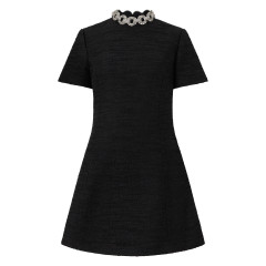 Short dress in cotton tweed
