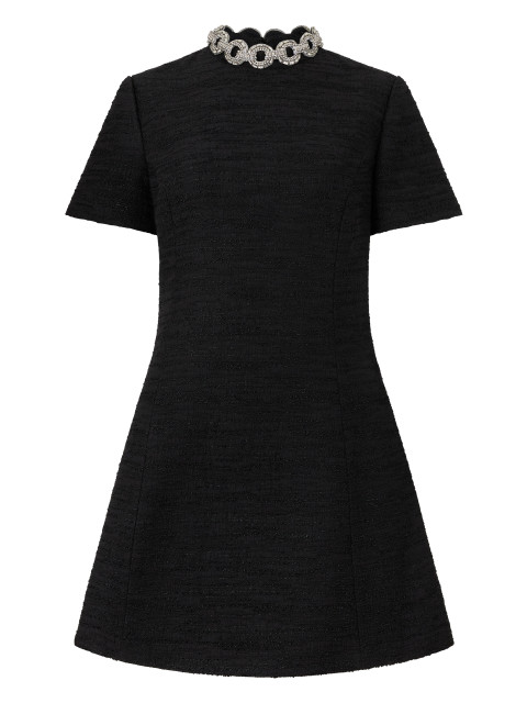 Short dress in cotton tweed