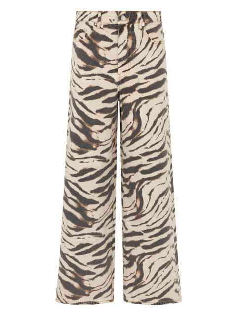 Wide leg printed jeans