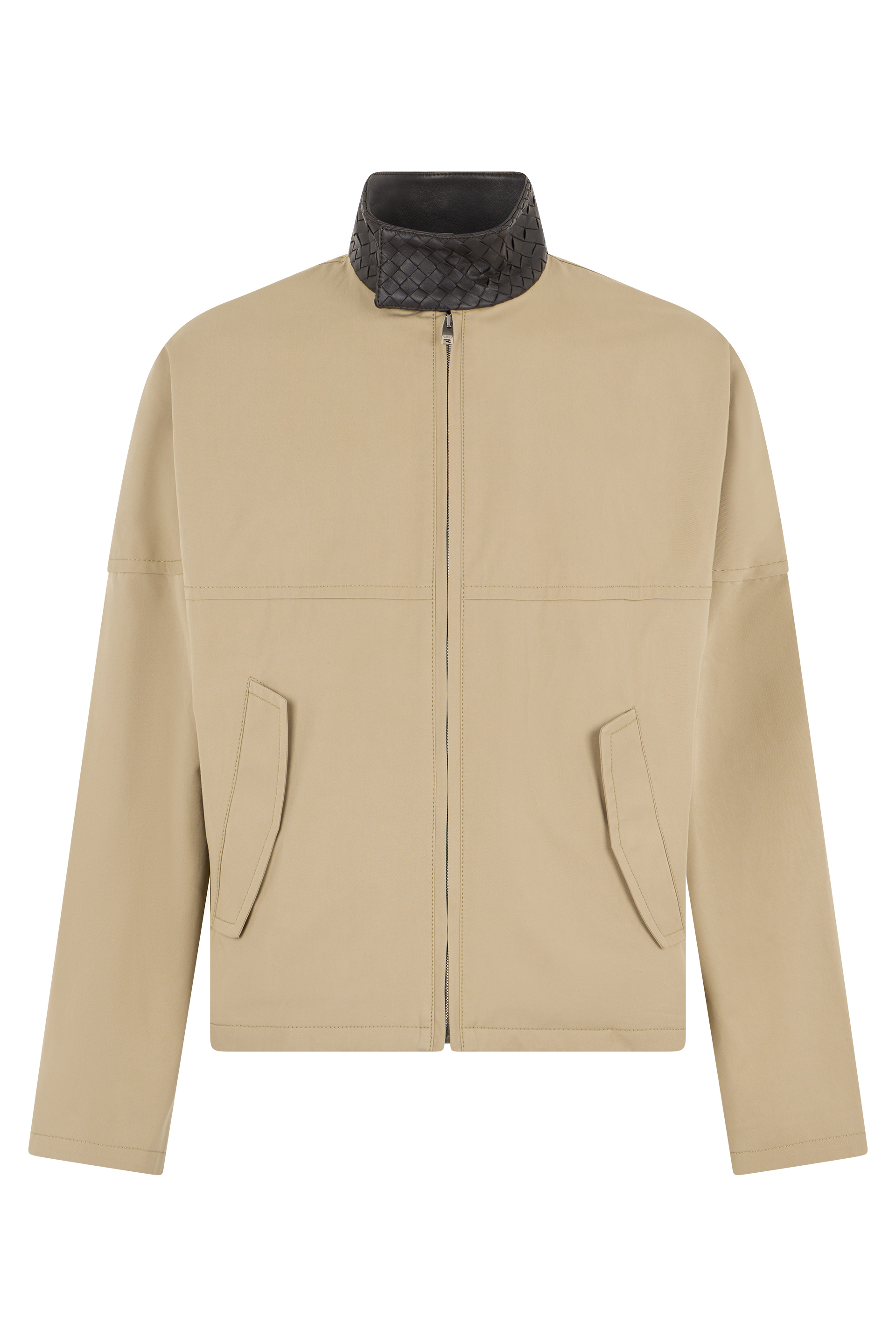 Lightweight cotton jacket with braided leather details