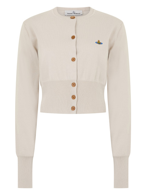 Beige cropped cardigan in soft cotton