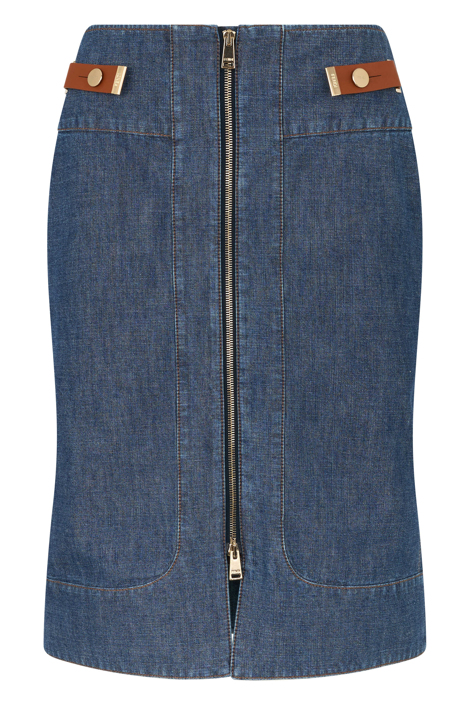 Denim skirt with zipper
