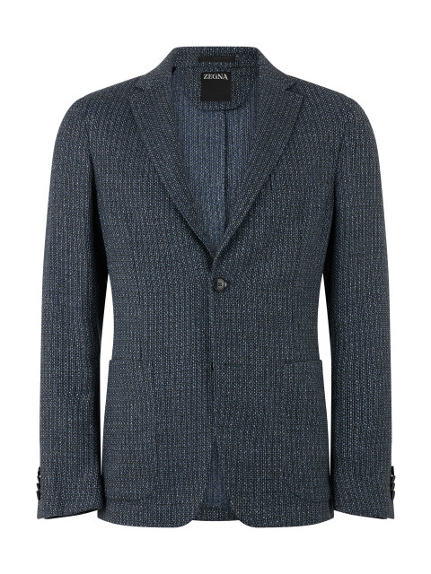 Single-breasted jacket in a cashmere-linen blend