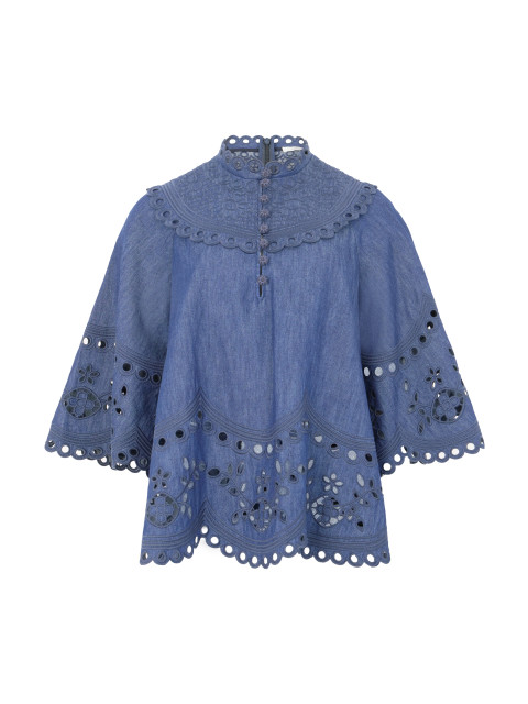 Blouse with wide sleeves