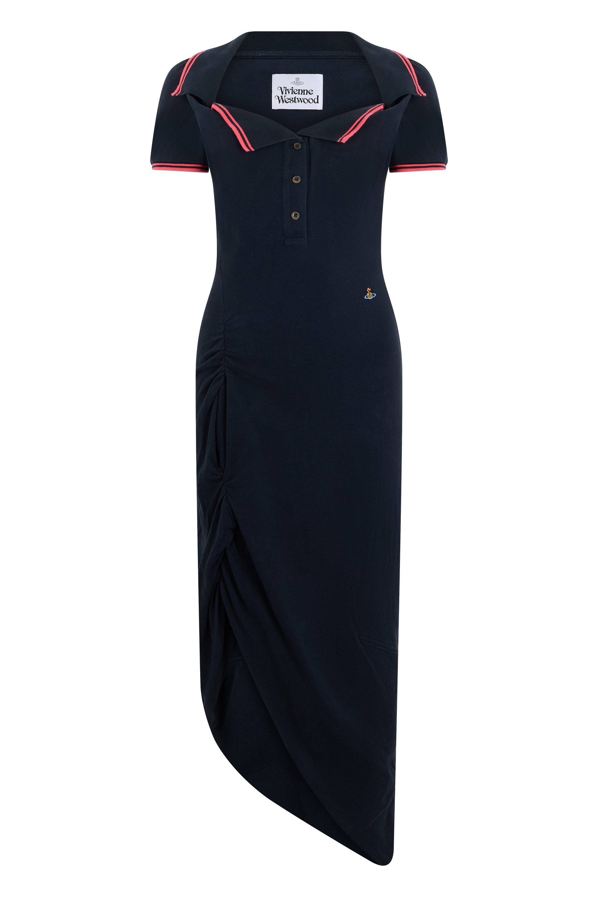 Midi dress in cotton with asymmetrical hem