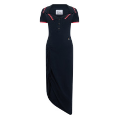 Midi dress in cotton with asymmetrical hem
