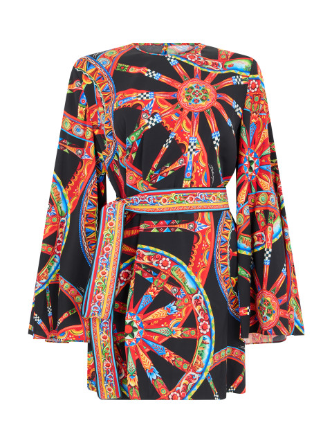 Printed dress with belt