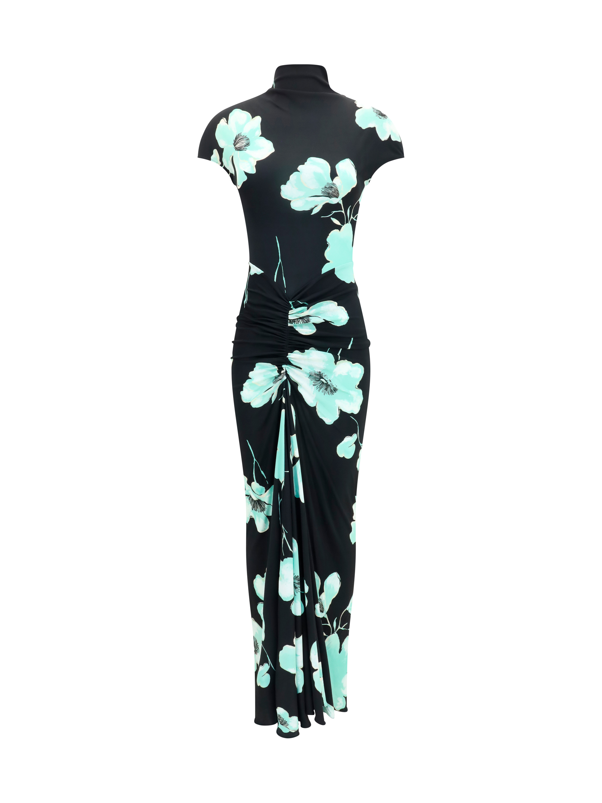 드레이핑 처리된 꽃무늬 드레스